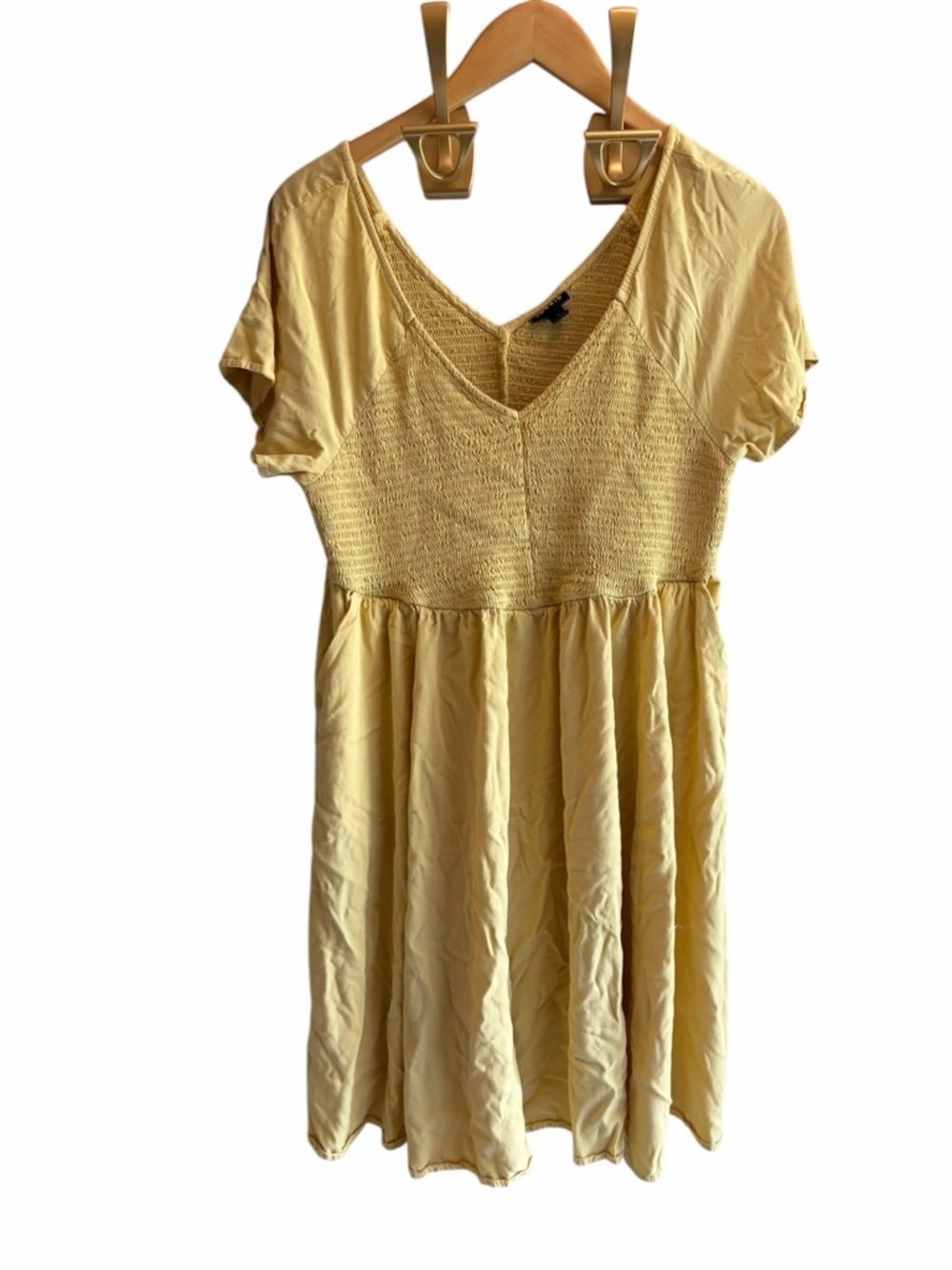 TORRID Mini Challis Smocked Babydoll Yellow Dress with Pockets - Picture 2 of 7